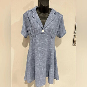 Anthropologie‎ Uncle Frank Baby Blue Dots Dress Sz Small